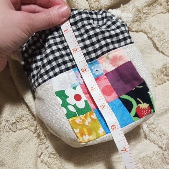 One-of-a-Kind Patchwork Drawstring Mini Bag | Mixed Floral Gingham Mix - Picture 8 of 14
